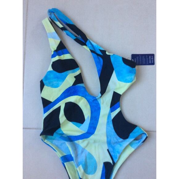Pesfeel One Piece Swimsuit Monokini Asymmetric Padded Swimwear - Picture 2 of 8